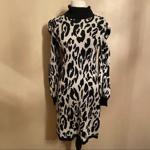 Who What Wear Turtleneck Dress Long Sleeve Leopard